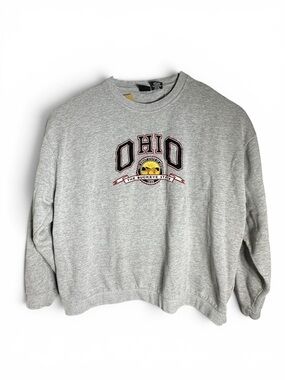 State of Mind Gray Ohio Crewneck Sweatshirt with Maroon Detail